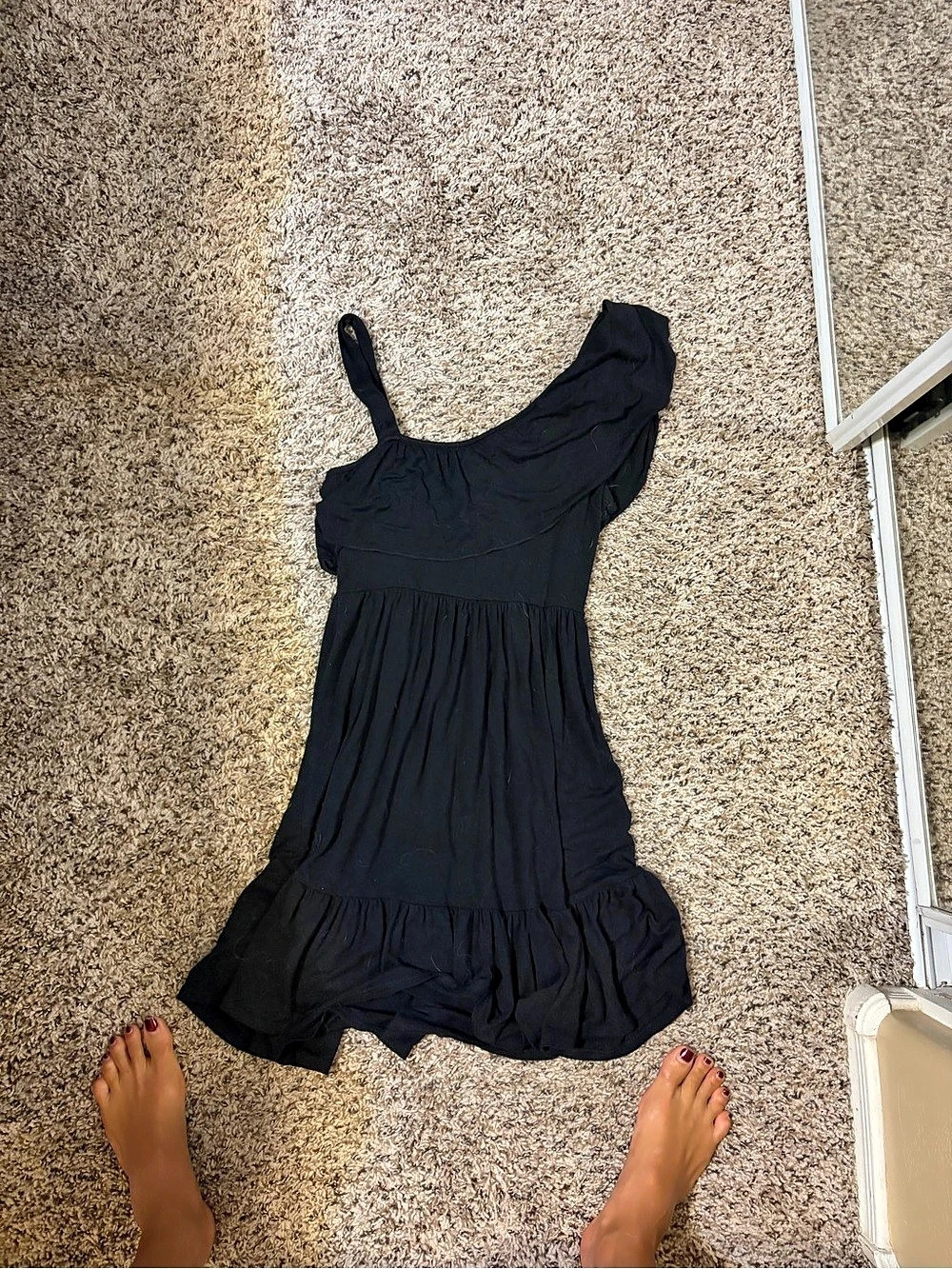 Black Ruffle Mini Dress